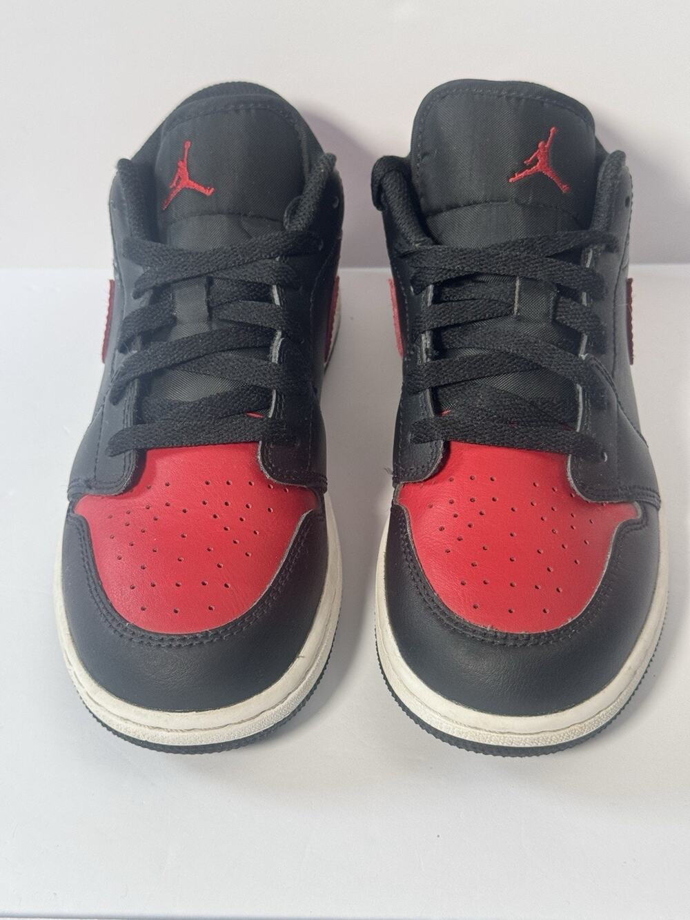 Nike Air Jordan 1 Low GS Bred Twist Black Red White Size 5.5Y 553560-067